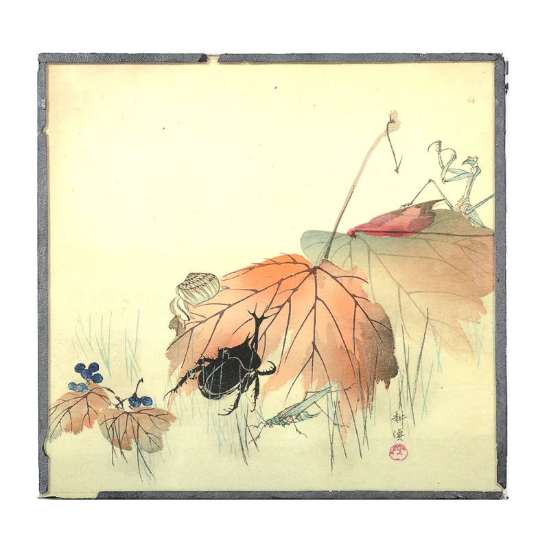 kogyo terazaki "Insects on Autumn Leaves"
