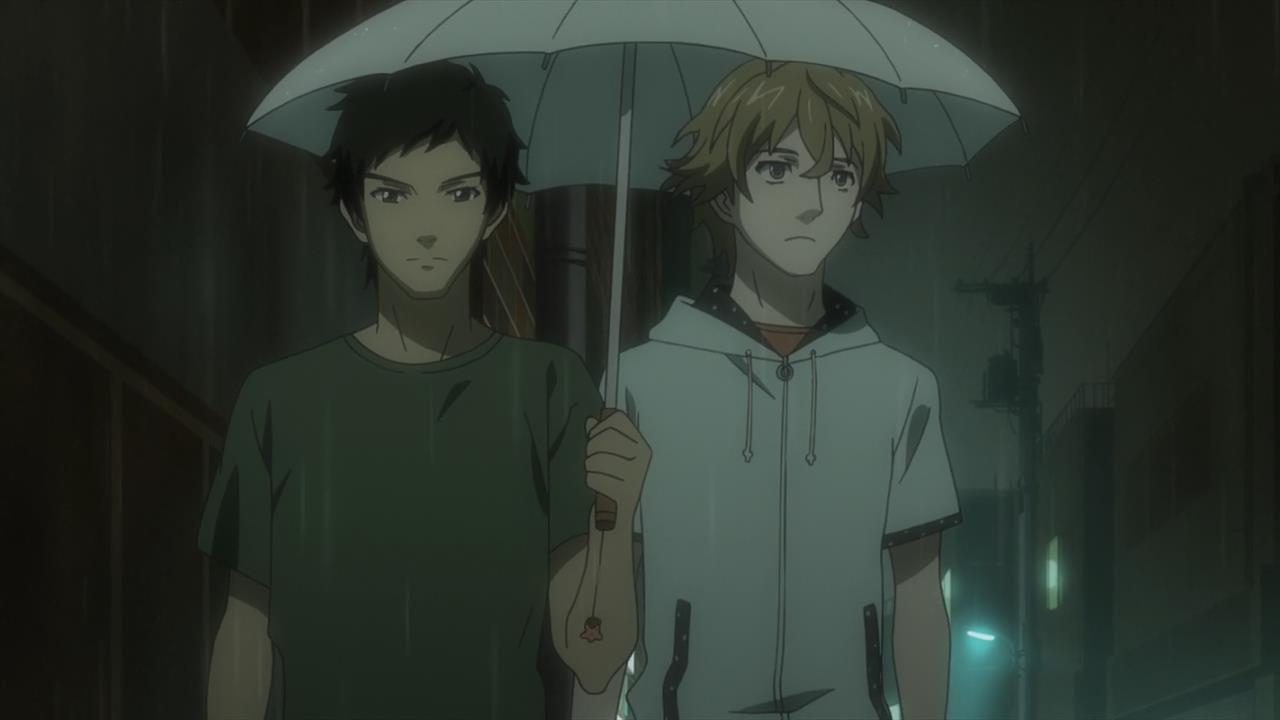 samurai_flamenco-02-goto-hazama-umbrella-raining-sharing-friendship-together