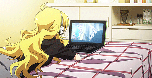watching anime on laptop
