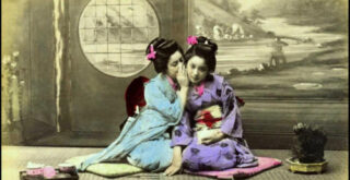 maiko whispering, japanese girls